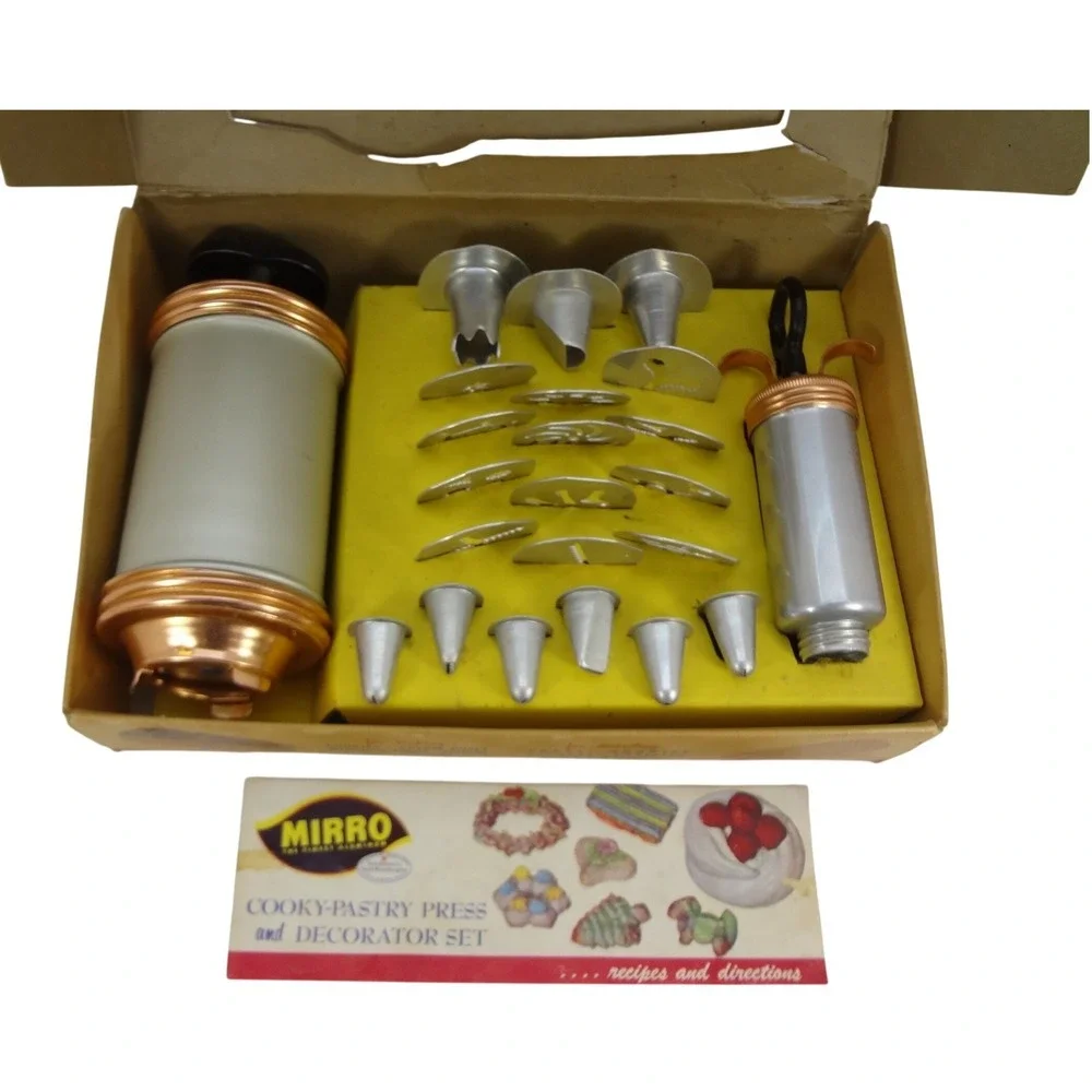 Vintage Mirro‎ Aluminum Cooky-Pastry Press and Decorator Set 350-M with Box